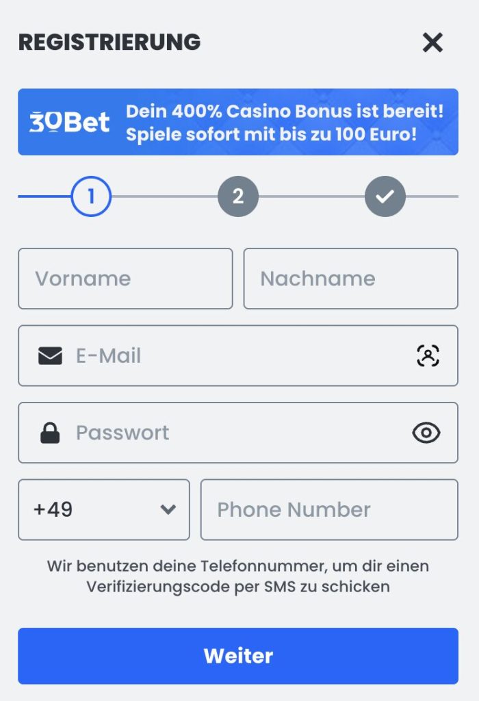 30bet casino registrierung